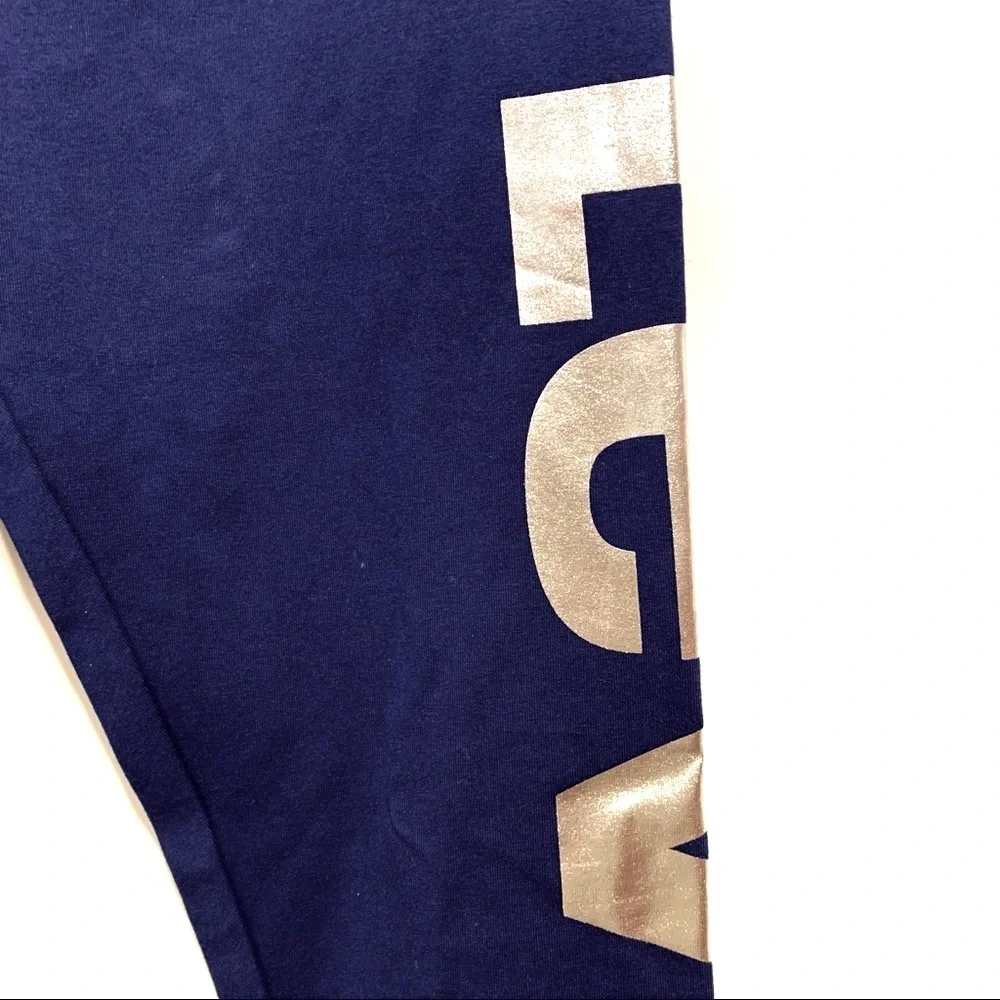 NEW Levi's Girls High Rise Blue Leggings Metallic Silver Logo